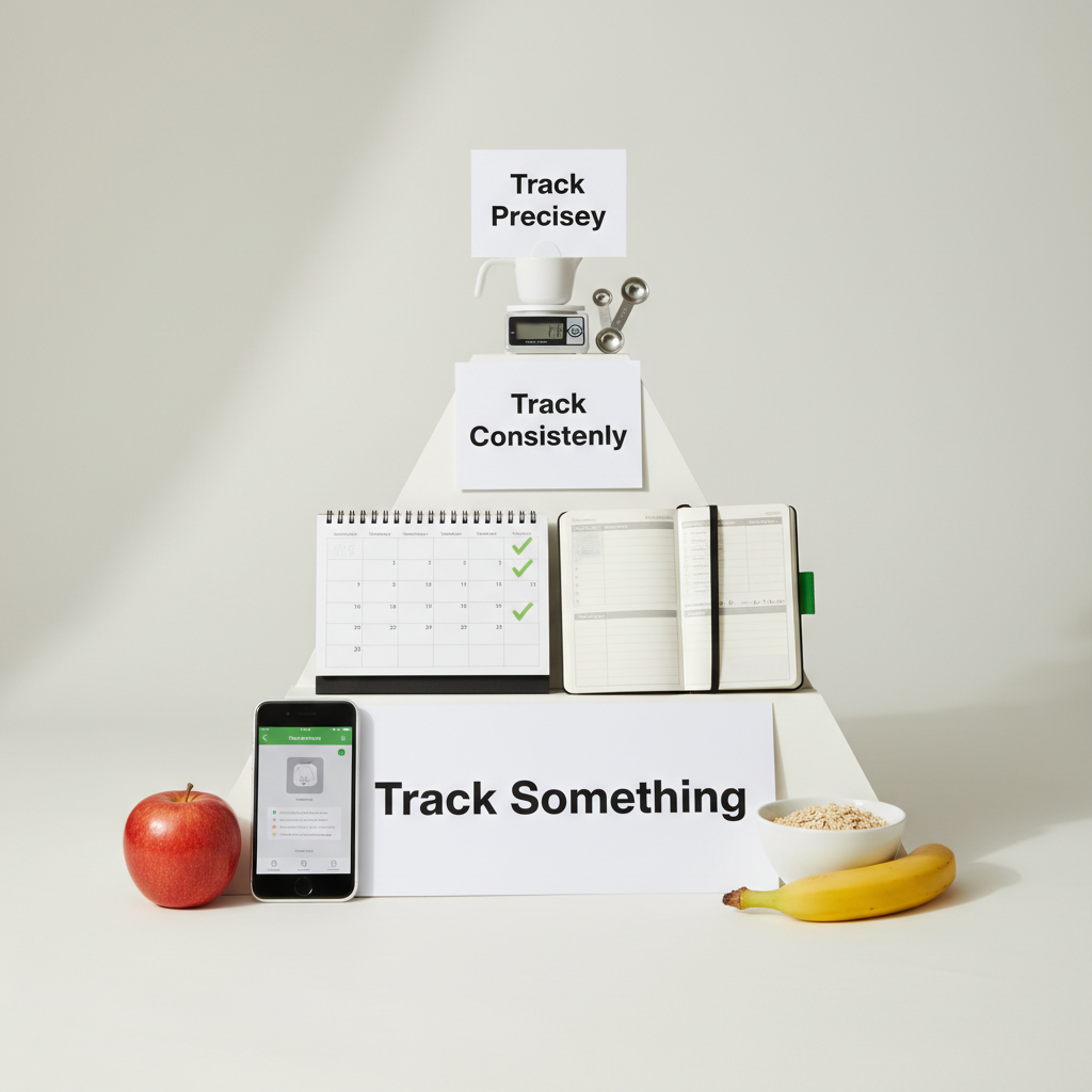 Pyramid showing tracking accuracy hierarchy: consistency at the base, precision at the top